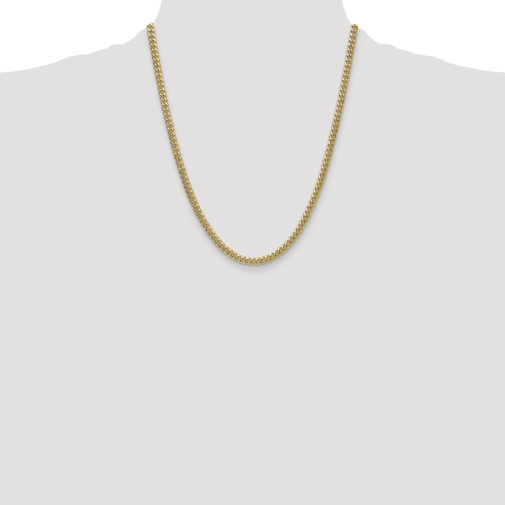 10K Yellow Gold 22" Semi-Solid Cuban Chain Necklace