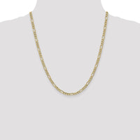 10K Yellow Gold 22" Semi-Solid Figaro Chain Necklace - 4.2mm Width