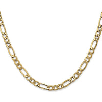10K Yellow Gold 22" Semi-Solid Figaro Chain Necklace - 5.35mm Width
