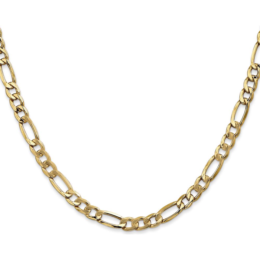 10K Yellow Gold 22" Semi-Solid Figaro Chain Necklace - 5.35mm Width