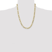 10K Yellow Gold 22" Semi-Solid Figaro Chain Necklace - 7.3mm Width