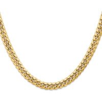 10K Yellow Gold 22" Semi-Solid Miami Cuban Chain - 6.75mm Width