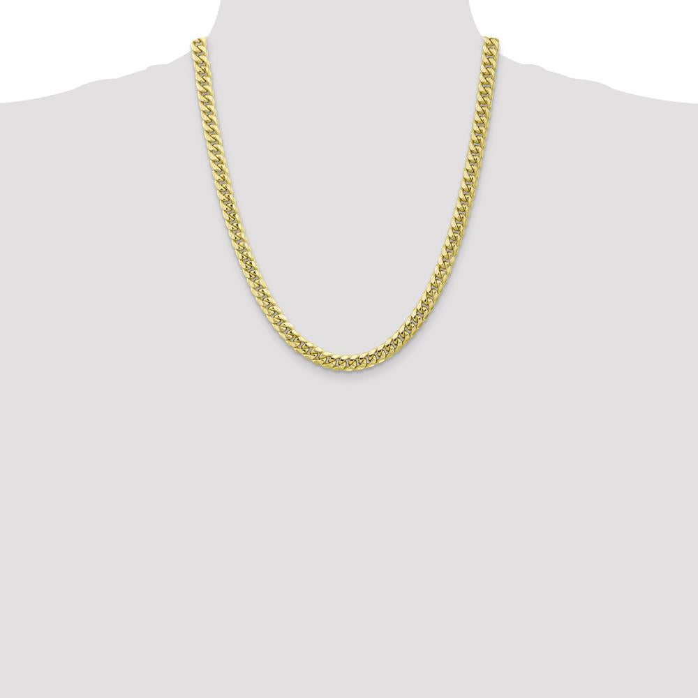 10K Yellow Gold 22" Semi-Solid Miami Cuban Chain - 6.75mm Width