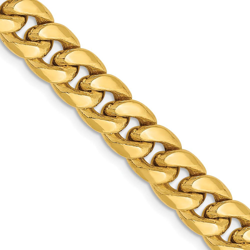 10K Yellow Gold 22" Semi-Solid Miami Cuban Chain - 7.3mm Width