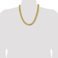 10K Yellow Gold 22" Semi-Solid Miami Cuban Chain Necklace - 13.2mm Width