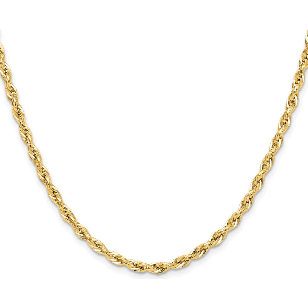 10K Yellow Gold 22" Semi-Solid Rope Chain Necklace - 3.5mm Width