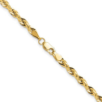 10K Yellow Gold 22" Semi-Solid Rope Chain Necklace - 3.5mm Width