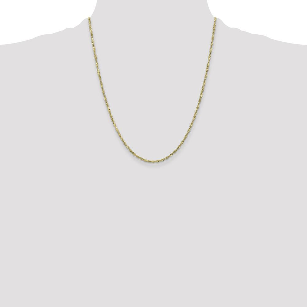 10K Yellow Gold 22" Singapore Chain Necklace - 1.7mm Width