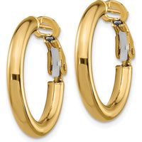10K Yellow Gold 22mm Polished Round Omega Back Hoop Earrings