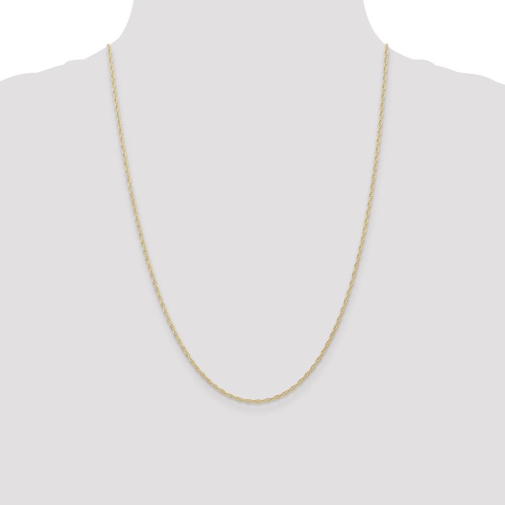 10K Yellow Gold 24" 1.35mm Solid Cable Rope Chain with Polished Finish