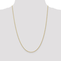 10K Yellow Gold 24" 1.55mm Carded Cable Rope Chain - Polished Finish