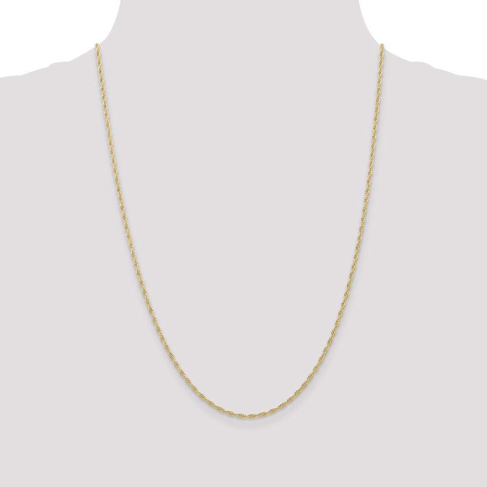 10K Yellow Gold 24" 1.55mm Carded Cable Rope Chain - Polished Finish