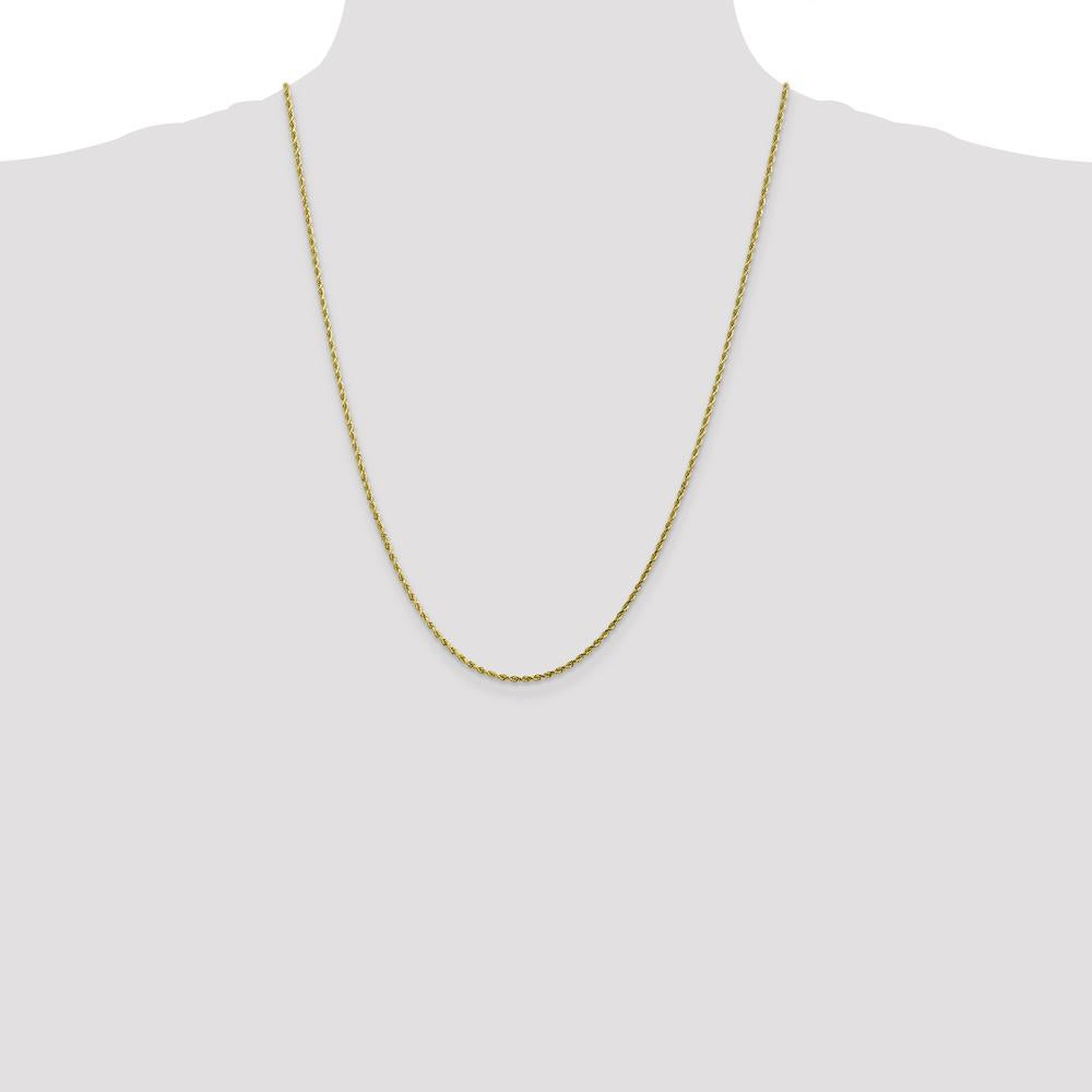10K Yellow Gold 24" 1.75mm Diamond-Cut Rope Chain with Lobster Clasp