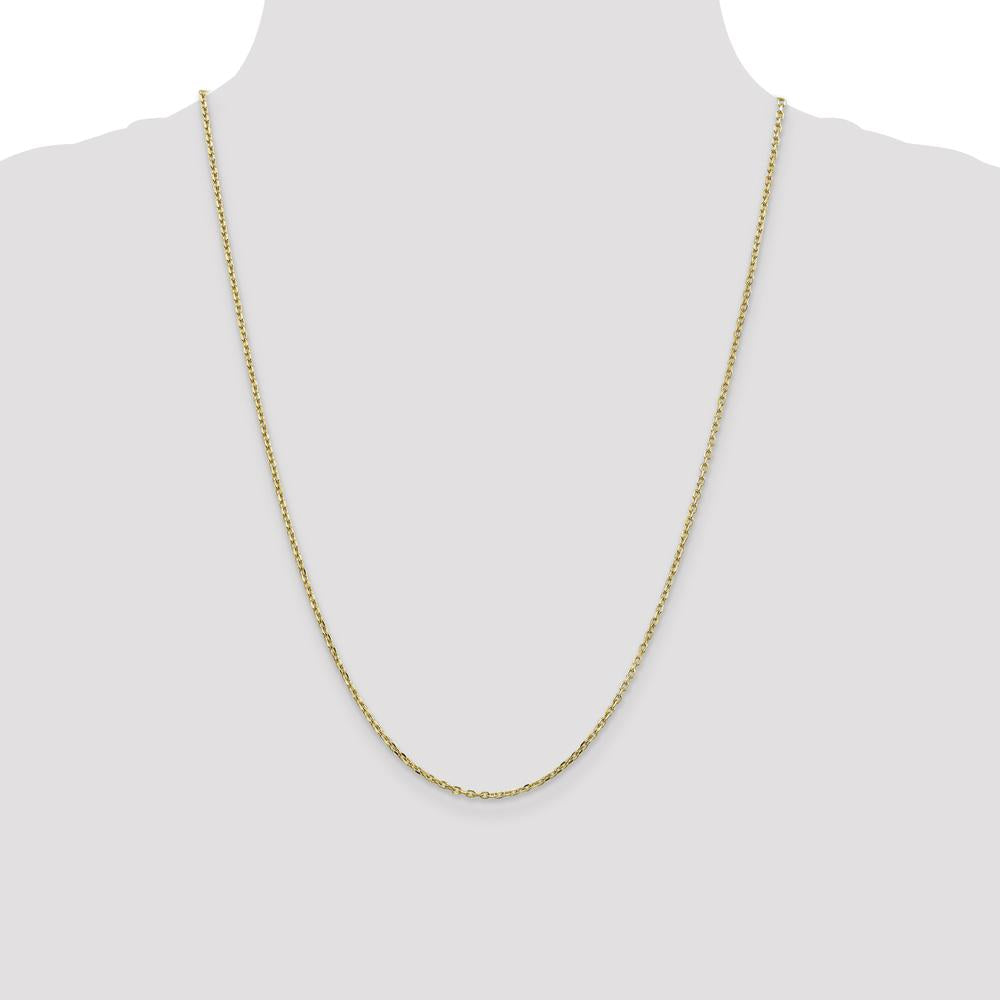 10K Yellow Gold 24" 1.8mm Diamond-Cut Round Open Link Cable Chain