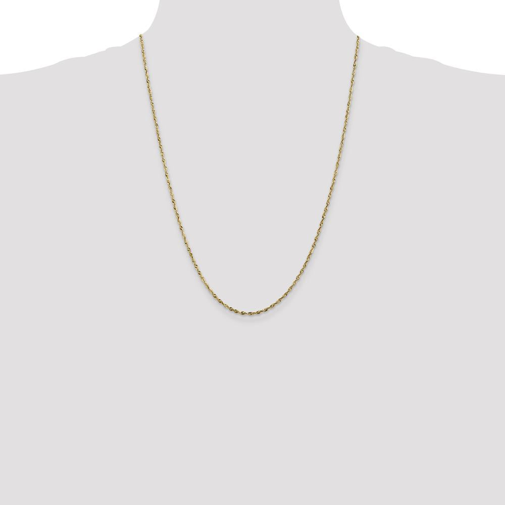 10K Yellow Gold 24" 1.8mm Extra-Light Diamond-Cut Rope Chain