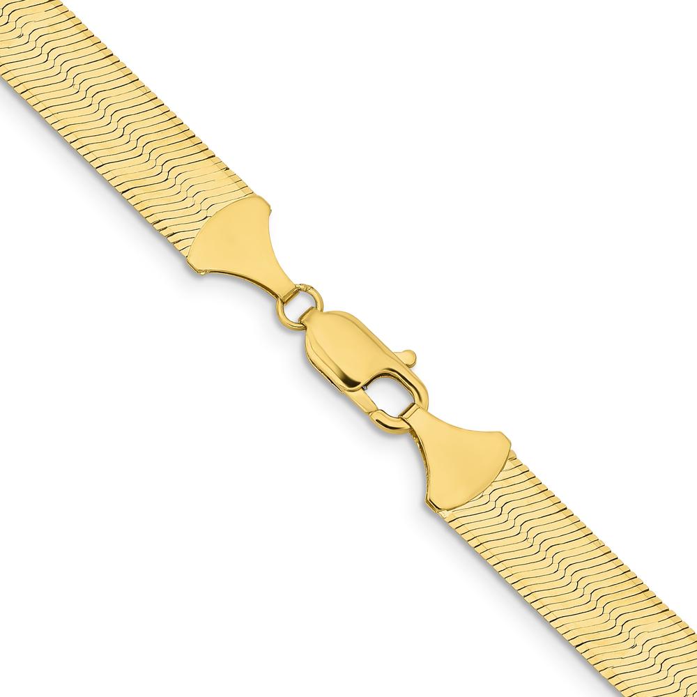 10K Yellow Gold 24" 10mm Herringbone Chain Necklace - Polished Finish