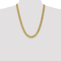 10K Yellow Gold 24" 11mm Semi-Solid Miami Cuban Chain with Lobster Clasp