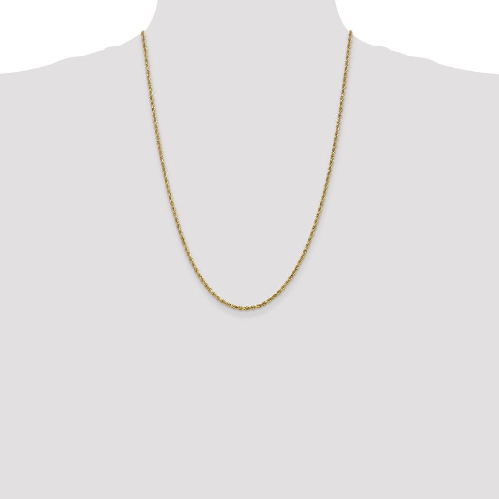10K Yellow Gold 24" 2.25mm Diamond-Cut Rope Chain with Lobster Clasp