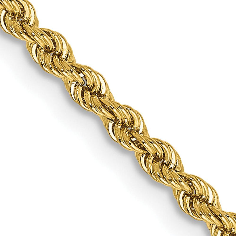 10K Yellow Gold 24" 2.25mm Rope Chain Necklace with Polished Finish