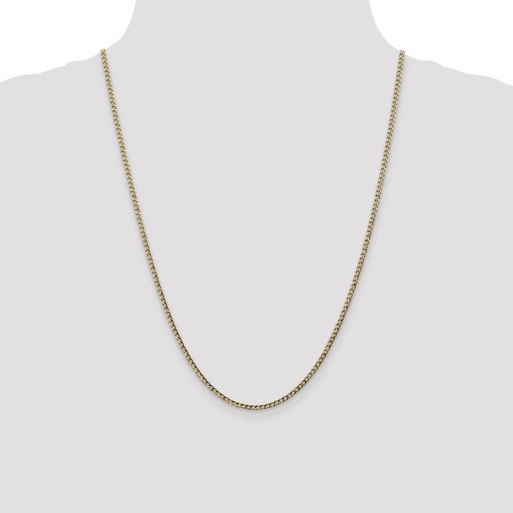 10K Yellow Gold 24" 2.5mm Semi-Solid Curb Link Chain Necklace
