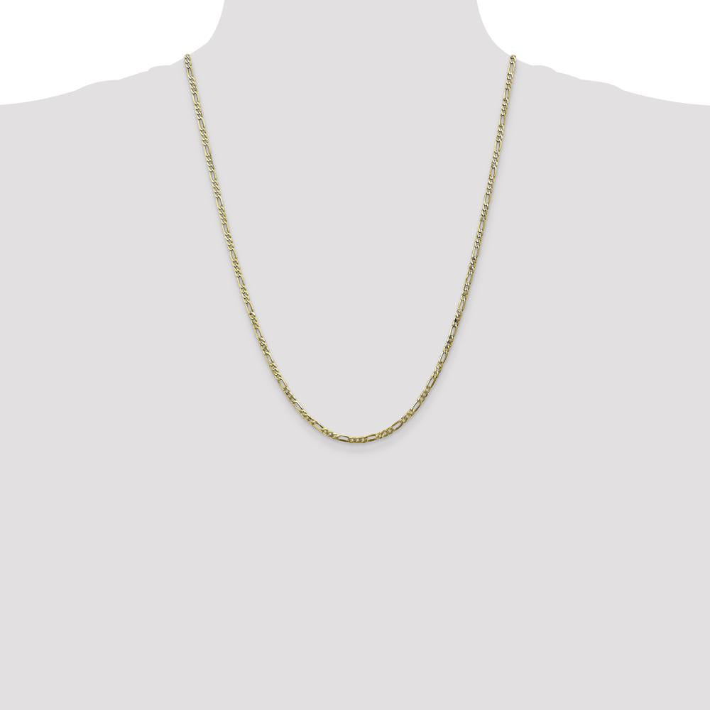 10K Yellow Gold 24" 2.75mm Flat Figaro Chain Necklace with Lobster Clasp
