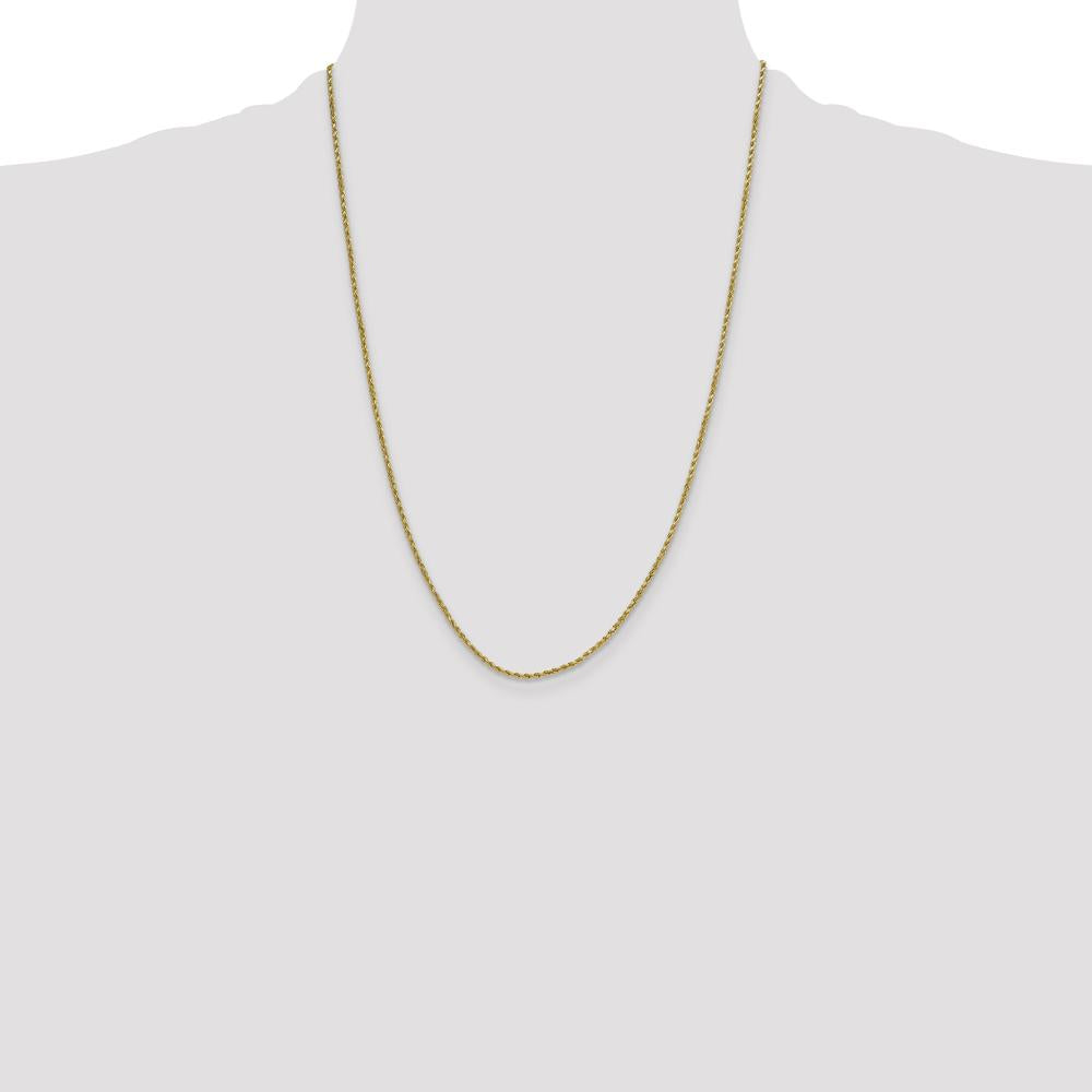 10K Yellow Gold 24" 2mm Diamond-Cut Rope Chain Necklace with Lobster Clasp