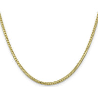 10K Yellow Gold 24" 2mm Franco Chain Necklace with Polished Finish and Lobster Clasp