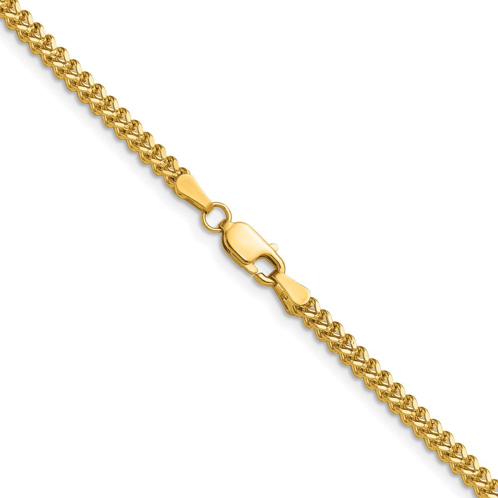 10K Yellow Gold 24" 2mm Franco Chain Necklace with Polished Finish and Lobster Clasp