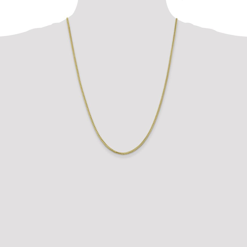 10K Yellow Gold 24" 2mm Franco Chain Necklace with Polished Finish and Lobster Clasp
