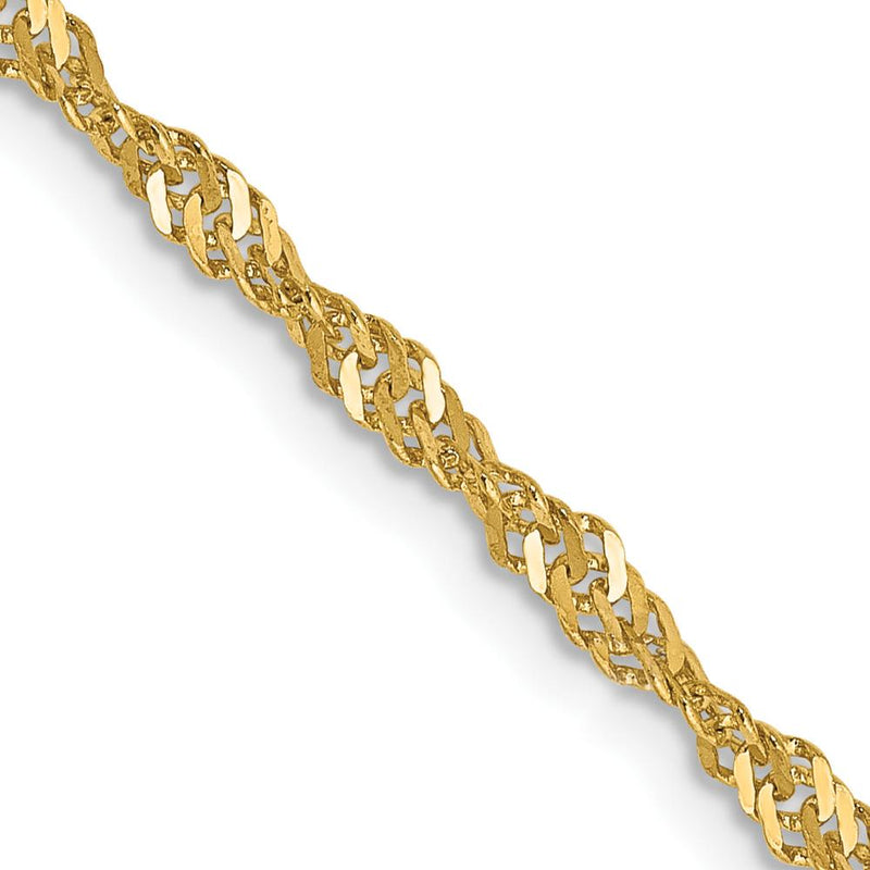 10K Yellow Gold 24" 2mm Singapore Chain Necklace with Polished Finish
