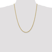 10K Yellow Gold 24" 3.35mm Diamond-Cut Rope Chain Necklace