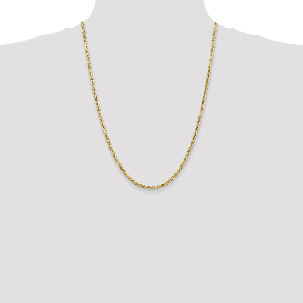10K Yellow Gold 24" 3.35mm Diamond-Cut Rope Chain Necklace