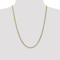10K Yellow Gold 24" 3.35mm Semi-Solid Curb Link Chain Necklace