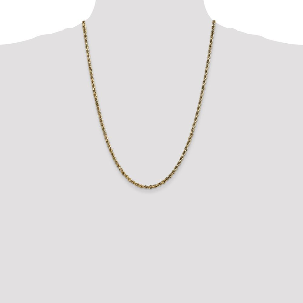 10K Yellow Gold 24" 3.5mm Diamond-Cut Rope Chain with Lobster Clasp