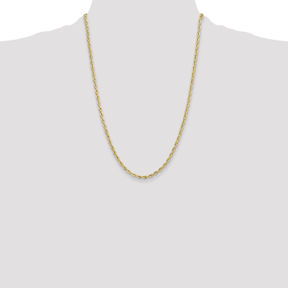 10K Yellow Gold 24" 3.5mm Semi-Solid Rope Chain Necklace