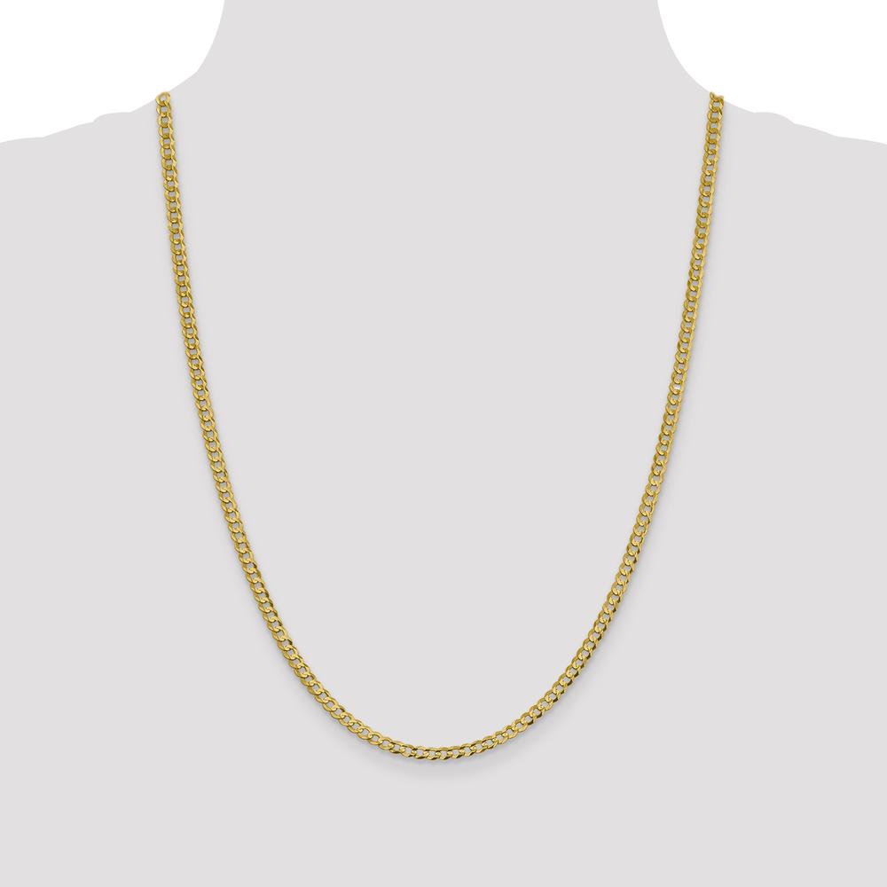 10K Yellow Gold 24" 3.7mm Flat Cuban Chain Necklace