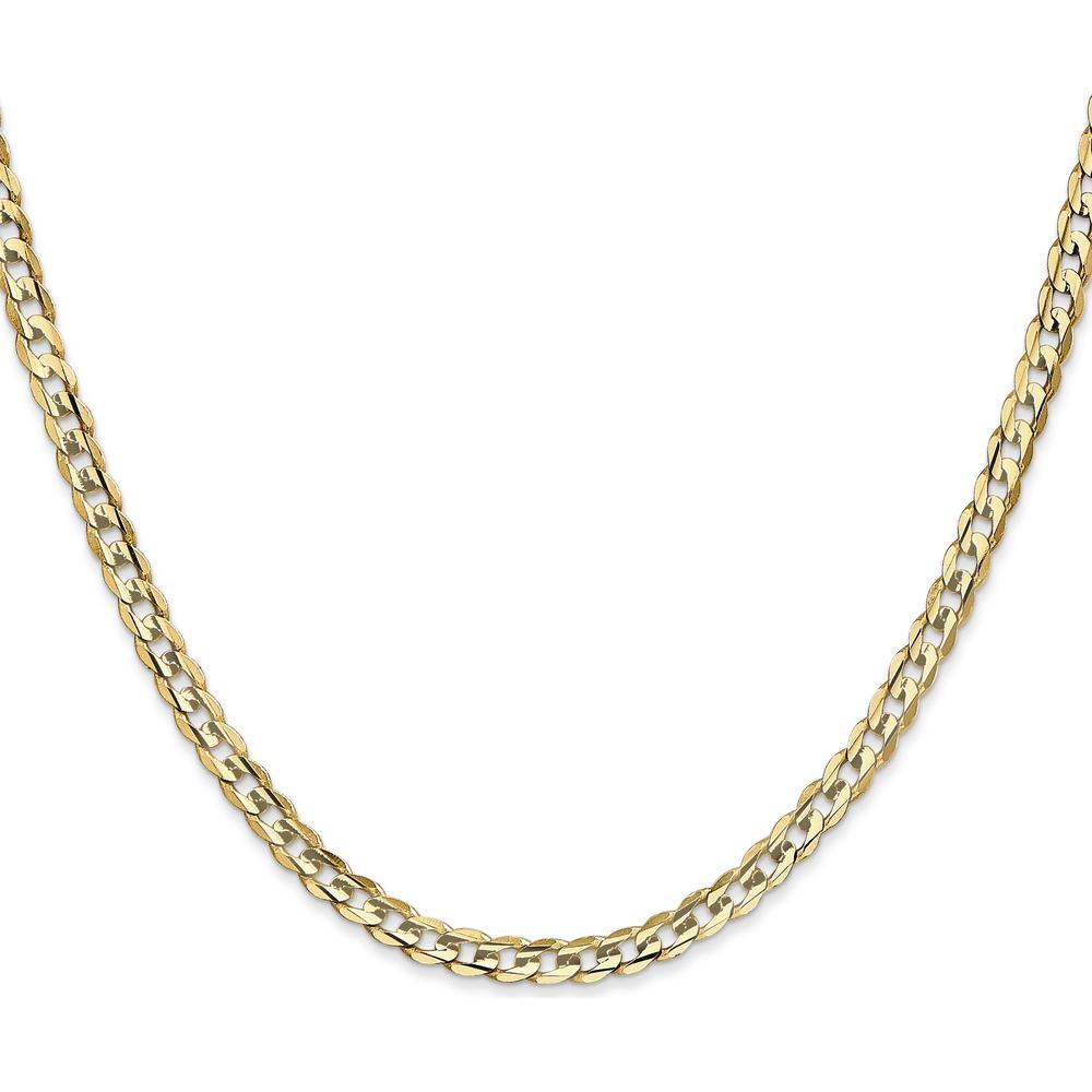 10K Yellow Gold 24" 3.8mm Open Concave Curb Chain with Lobster Clasp