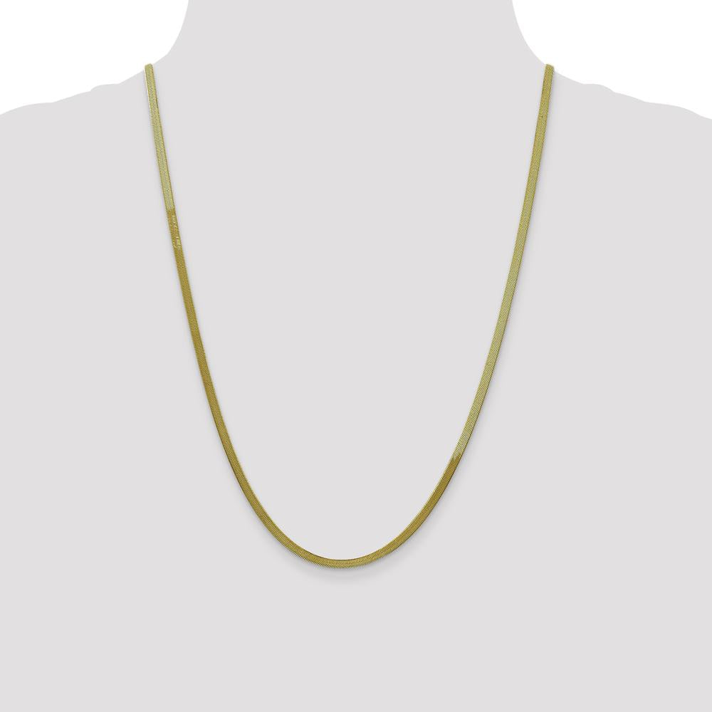 10K Yellow Gold 24" 3mm Herringbone Chain Necklace - Polished Finish