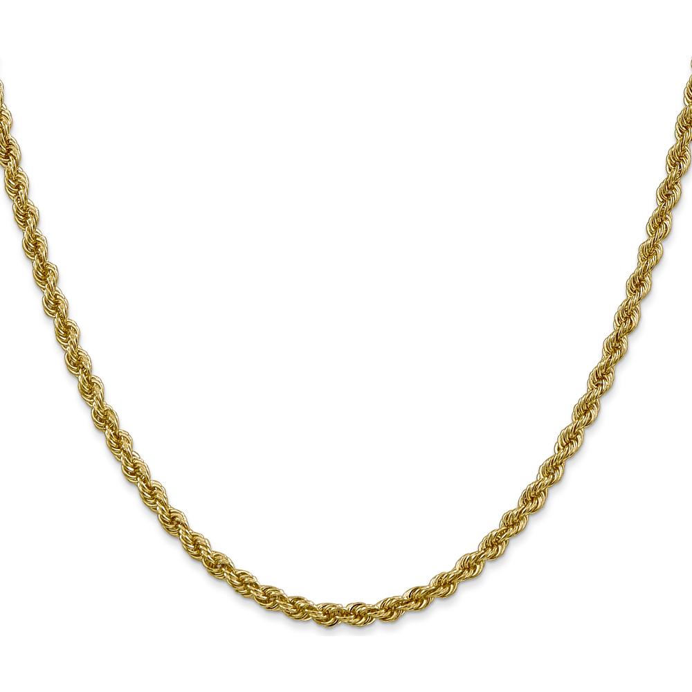 10K Yellow Gold 24" 3mm Regular Rope Chain with Polished Finish