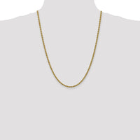 10K Yellow Gold 24" 3mm Regular Rope Chain with Polished Finish
