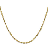 10K Yellow Gold 24" 3mm Semi-Solid Rope Chain Necklace with Lobster Clasp