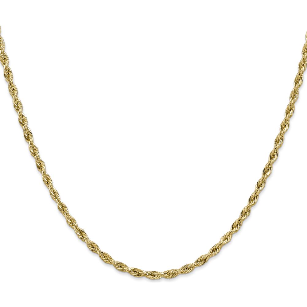 10K Yellow Gold 24" 3mm Semi-Solid Rope Chain Necklace with Lobster Clasp