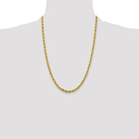 10K Yellow Gold 24" 4.25mm Semi-Solid Rope Chain with Lobster Clasp