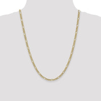 10K Yellow Gold 24" 4.2mm Semi-Solid Figaro Chain Necklace