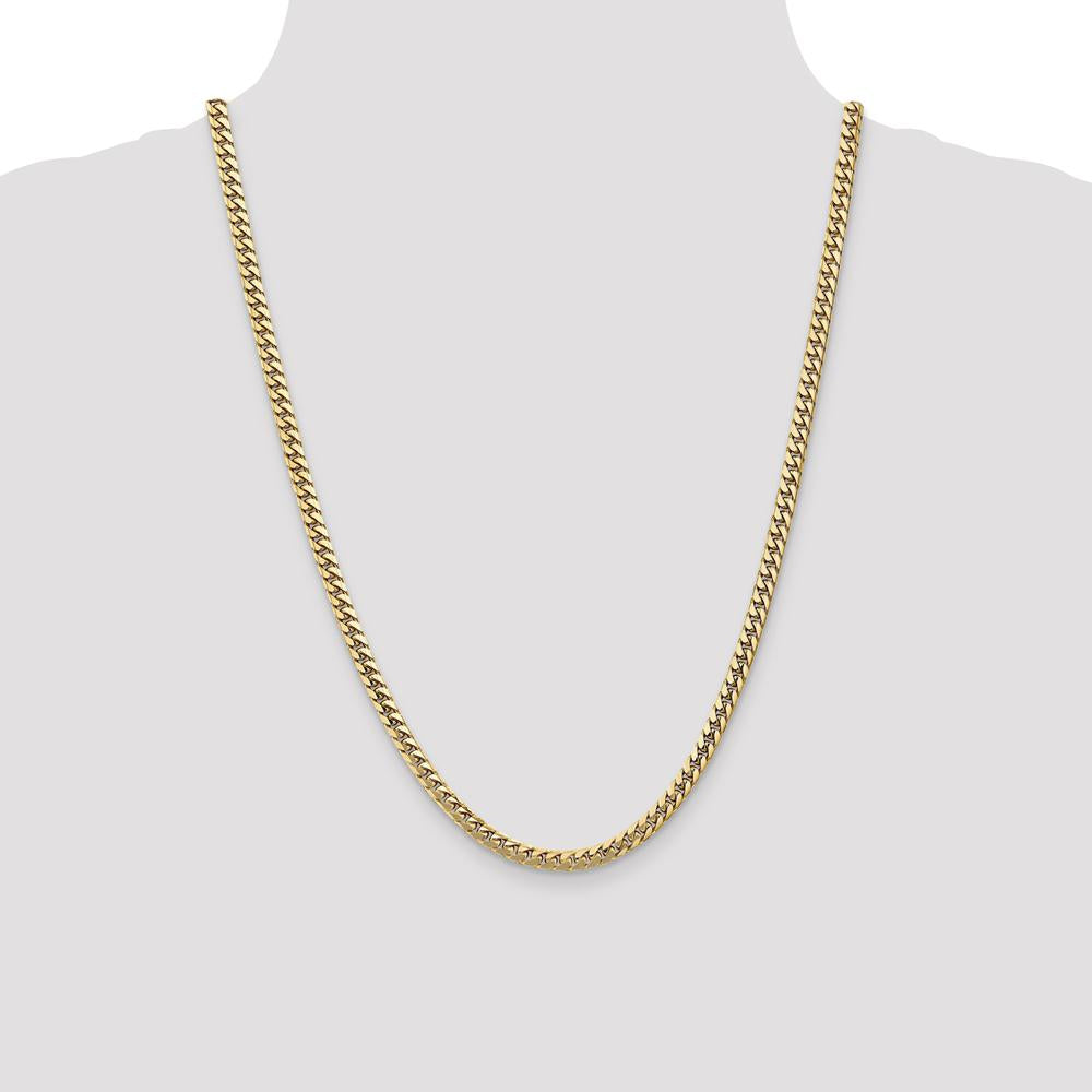 10K Yellow Gold 24" 4.3mm Solid Miami Cuban Chain Necklace
