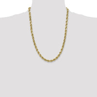 10K Yellow Gold 24" 4.9mm Semi-Solid Diamond-Cut Rope Chain Necklace