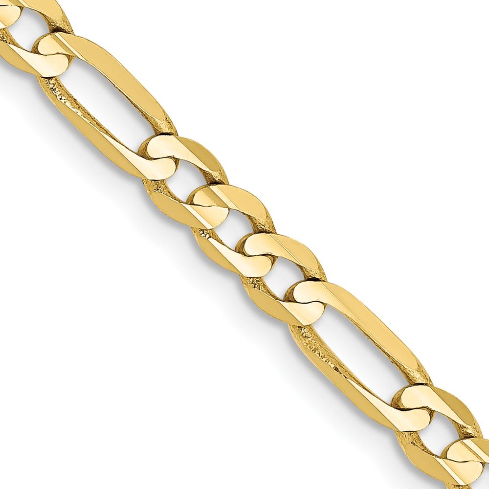 10K Yellow Gold 24" 4mm Concave Open Figaro Chain Necklace with Lobster Clasp