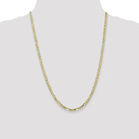 10K Yellow Gold 24" 4mm Concave Open Figaro Chain Necklace with Lobster Clasp