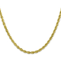 10K Yellow Gold 24" 4mm Diamond-Cut Rope Chain Necklace - Solid & Handmade