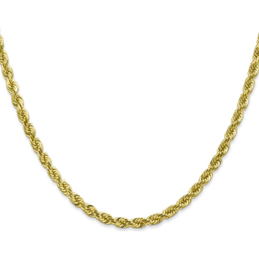 10K Yellow Gold 24" 4mm Diamond-Cut Rope Chain Necklace - Solid & Handmade